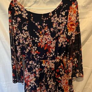 Lush Floral Jumpsuit in Black and Red